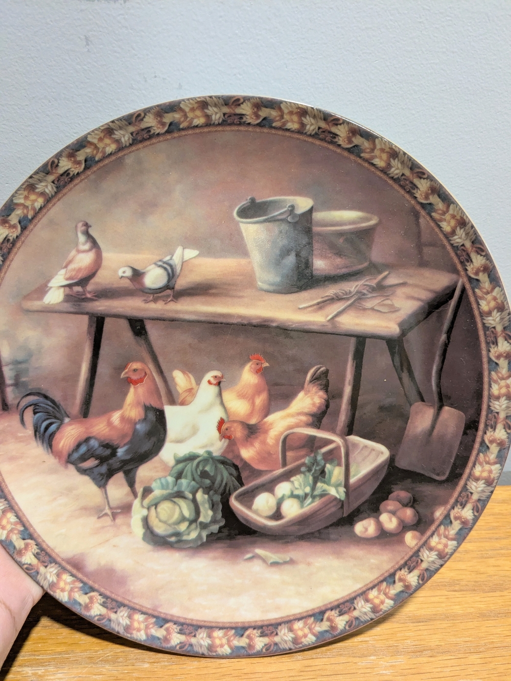 Rustic Chicken Family Decorative Plate - Multi-Color - Picture 4 of 6